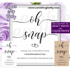 Rustic Wedding Hashtag sign, Oh Snap sign, (022w) Rustic Wedding Hashtag sign, Oh Snap sign, (022w)
